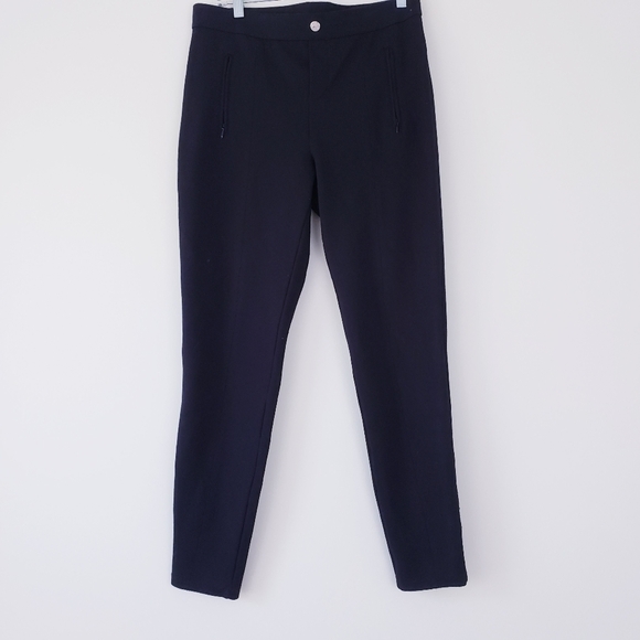 Philosphy Black Ponte Knit Slim Leg Pull On Pants Size 10 Front Seam - Picture 1 of 8